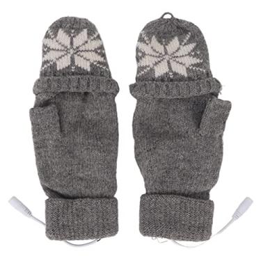 Imagem de Luvas aquecidas para portáteis luvas aquecidas de algodão luvas de esqui sem dedos para homem (cinzento)