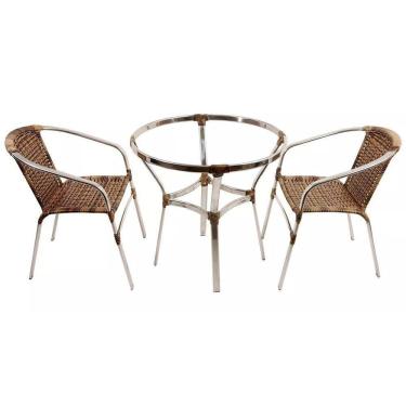 Imagem de Conjunto 2 Cadeiras e Mesa Floripa em Alumínio Trama 