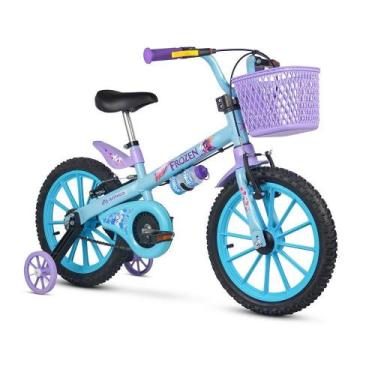 Imagem de Bicicleta Frozen Aro 16 Azul Infantil Aro De Nylon - Nathor