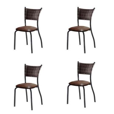 Imagem de Conjunto Com 4 Cadeiras Espanha I Marrom 89 Cm - Mais Decor