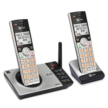 Imagem de AT&T CL82207 dect 6.0 2-Handset Telefone sem fio para casa com secretária eletrônica, bloqueio de chamadas, locutor de identificação de chamadas, intercomunicador e alcance insuperável, prata