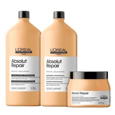 Imagem de Kit Loréal Absolut Repair Shampoo 1,5L + Condicionador 1,5L + Máscara