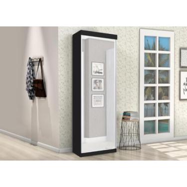 Imagem de Roupeiro/Sapateira/Multiuso TH 1 Porta 2 Opções de Montagem e Porta Com Espelho Cor Preto