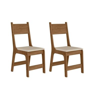 Imagem de Conjunto 2 Cadeiras para Sala de Jantar Lisboa Canela Rústico/Off White