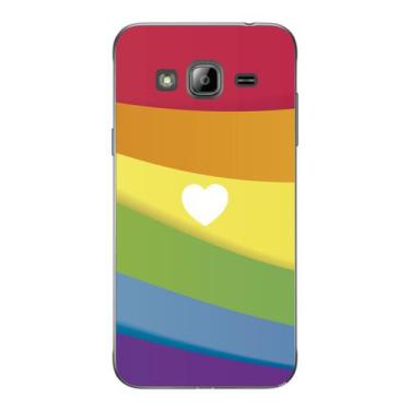 Imagem de Capa Case Capinha Samsung Galaxy  J3 Arco Iris Com Coração - Showcase