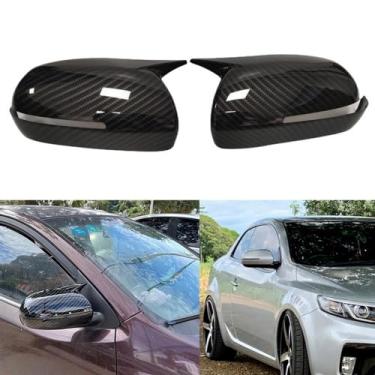 Imagem de LAVIYE Carro ABS Fibra de Carbono Car Side Door Retrovisor Tampa da tampa da carcaça Shell Sticker Trim, para KIA K3 Cerato Forte 2010-2013 2011 2012