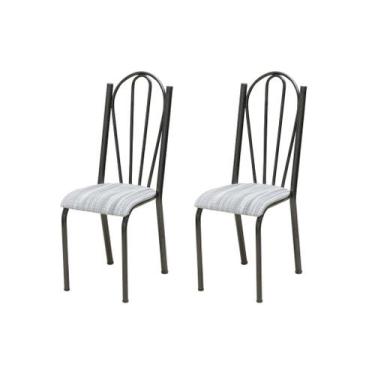 Imagem de Conjunto 6 Cadeiras América 021 Cromo Preto - Artefamol
