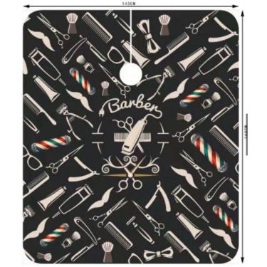 Imagem de Capa De Corte Cabeleireiro Barbeiro Preta Com Desenho N003
