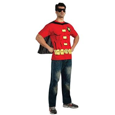 Imagem de Rubie's Camiseta masculina Robin Costume DC Comics com capa e máscara, Vermelho, M