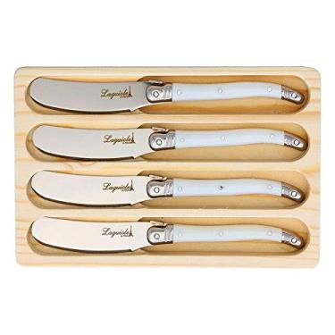 Imagem de Conjunto De 4 Facas Luxo Para Manteiga Em Bandeja De Madeira Branco La Tour Branco