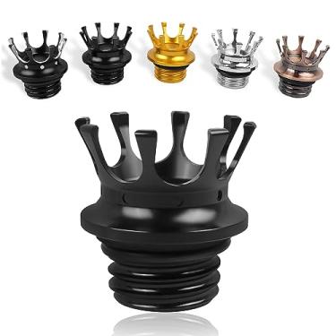 Imagem de Capa de tanque de combustível Worldmotop Motorcycle King Crown Reservatório de alumínio para Harley Sportster XL 883 1200 48 Dyna Touring Road King Softail (toda preta)