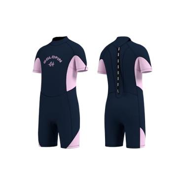 Imagem de Roupa de mergulho infantil Goldfin para meninas, roupa de mergulho curta de 3 mm para crianças, neoprene com zíper nas costas, roupas molhadas para esportes aquáticos, surf, natação, snorkeling