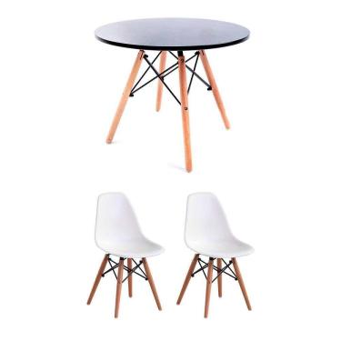 Imagem de conjunto de mesa infantil well preta com 2 cadeiras eames branca