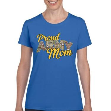 Imagem de Camiseta Proud Army Mom US Military Family Pride Veteran Patriotic Armed Forces Mother's Day Licenciada Feminina, Azul, G