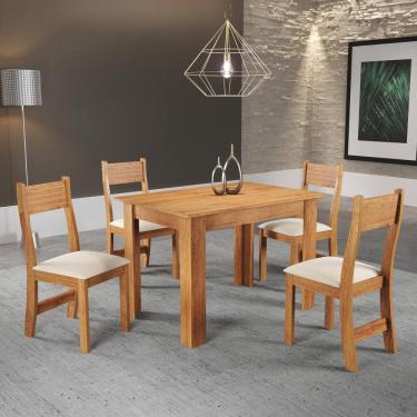 Imagem de Mesa de Jantar Retangular Viero Tulipa com 4 Cadeiras Estofadas e Revestidas em Veludo 