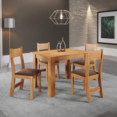 Imagem de Mesa de Jantar Retangular Viero Tulipa com 4 Cadeiras Estofadas e Revestidas em Veludo 