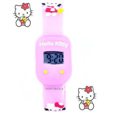 Imagem de Relógio hello kitty Digital Infantil 3d Quadrado rosa