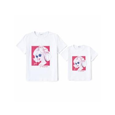 Imagem de PATPAT Camiseta de manga curta Mommy and Me com estampa de leopardo e estampa Mama, rosa, G