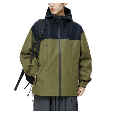 Imagem de Jaqueta masculina leve, corta-vento, cor combinando com chuva, casaco de ciclismo com capuz e gola, Verde-claro, M