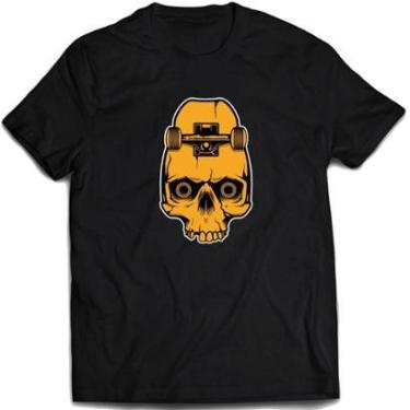 Imagem de Camiseta Caveira Skate Camisa Skull sk8 moda de rua-Unissex