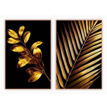 Imagem de Kit Com 2 Quadros Decorativos Florais Com Moldura Para Sala Quarto Escritório 82x122 Fl...