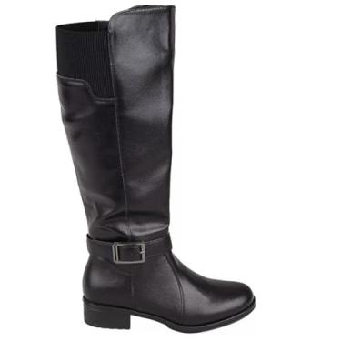 Imagem de Bota Montaria Feminina Casual Cano Maleável Salto Baixo Com Fivela Mooncity 72113