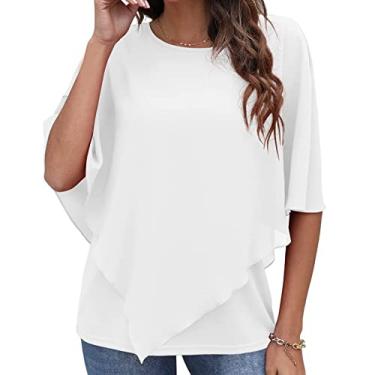 Imagem de Top de Chiffon Feminino, Camiseta de Chiffon de Verão Confortável para o Trabalho (XL)