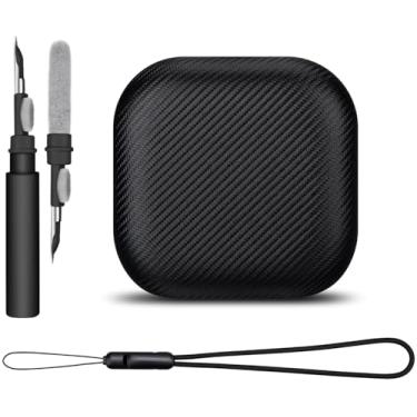 Imagem de LOPIE Capa de textura de fibra de carbono para fones de ouvido abertos SHOKZ OpenFit com kit de limpeza, capa de couro vegano para capa de carregamento aberta (2023) - Capa rígida protetora com