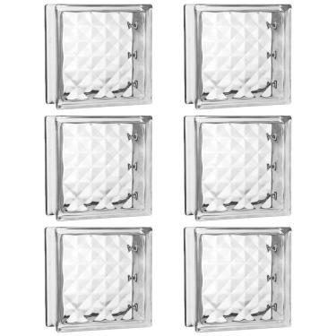 Imagem de Kit 6 Tijolos Bloco De Vidro Xadrez 19X19X8 Tradestar