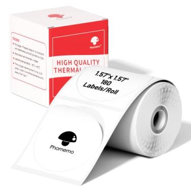 Imagem de Phomemo Etiqueta Circular Autoadesiva Multifuncional para Fabricante de Etiquetas M110/M110S/M120/M200/M220, Etiqueta Térmica de 1,57 "X 1,57"(40X40Mm) para Etiqueta de Código de Barras, Design de Log