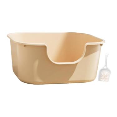 Imagem de Generic Bandeja de areia para gatos, vaso sanitário para gatos, comadre à prova de respingos para animais de estimação, bandeja durável para areia de animais, Café com leite