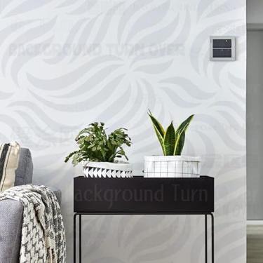 Imagem de Estêncil abstrato de folha de pétala ondulada de 70 cm, estêncil, pintura grande, modelo de mobiliário, reutilizável, piso de azulejo, padrões de parede de nicho para as sementes, paredes de mandala,