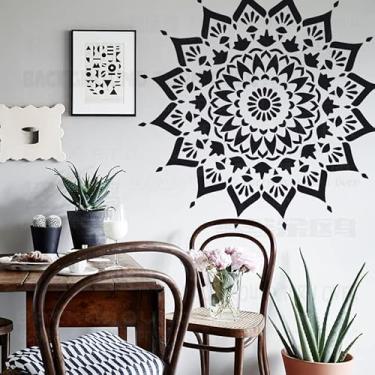 Imagem de Estêncil redondo étnico árabe indiano de 150 cm para teto, mandala gigante, para paredes, modelo grande, reutilizável, azulejo, mandala, decoração, nicho, móveis, mandalas, madeira, estampas,