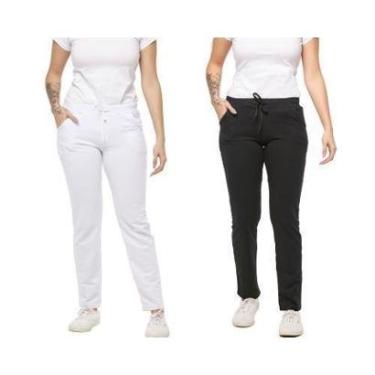 Imagem de Kit com 02 Calças de Moletom Feminino Slim Skinny Sport Casual F1-Feminino