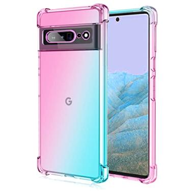Imagem de Ueokeird Capa para Pixel 7 Pro/Capa para Google 7 Pro, capa protetora transparente e fofa gradiente fina, antiarranhões, flexível, à prova de choque, para Google Pixel 7 Pro (Rosa/Verde)