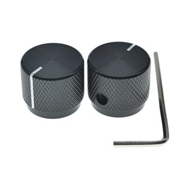 Imagem de KAISH 2 puxadores de potenciômetro de alumínio de 51/64" (20 mm) de diâmetro. Botões de controle de panela de metal universal de 1/10.2 cm para guitarra/baixo/amplificador