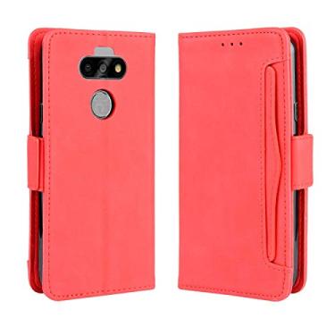 Imagem de Capa com compartimento para cartão para LG K31, capa flip carteira de couro para LG K31, capa magnética retrô para celular, capa carteira de telefone com compartimentos para cartões