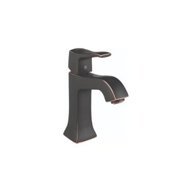 Imagem de hansgrohe Torneira para pia de banheiro Metris C Classic de substituição fácil de limpar 1 alça 1 17,78 cm de altura em bronze esfregado, 31075921