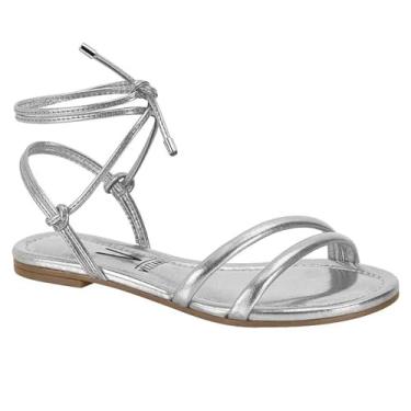 Imagem de Rasteira de Amarração Vizzano Flat com Tiras Sandália de Amarrar na Perna Metalizada 6371.145 (38)