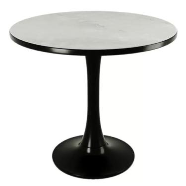 Imagem de Mesa de bar alta, mesa de jantar redonda cinza espacial de 74 cm, mesa de jantar de cozinha de meados do século, mesa de centro tulipa, pedestal de metal de MDF para 2 a 4 pessoas
