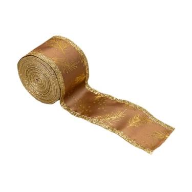 Imagem de oshhni Fita de embrulho de presente de Natal Fita de festival Fitas de borda com arame Fita decorativa para projetos de artesanato de guirlanda Embalagem de, Ouro