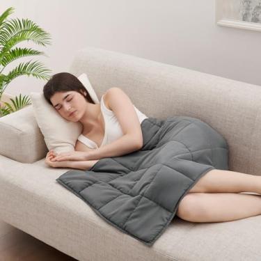 Imagem de Cobertor de colo pesado de 2,2 kg L'AGRATY Pequeno e pesado para adultos, portátil para viagem, refrescante, para relaxar e dormir, aconchegante, lavável, para todas as estações (74 cm x 61 cm)