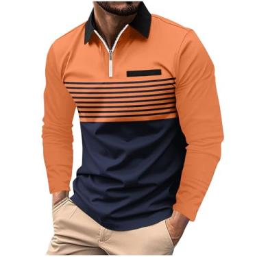 Imagem de Pulôver masculino de manga comprida gradiente atlético, moderno, confortável, casual, blusa clássica de outono para trilhas, camiseta diária, Y4-laranja, G