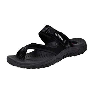 Imagem de Skechers Women's Reggae Trailway Flip Flop, Black/White, 9 M US