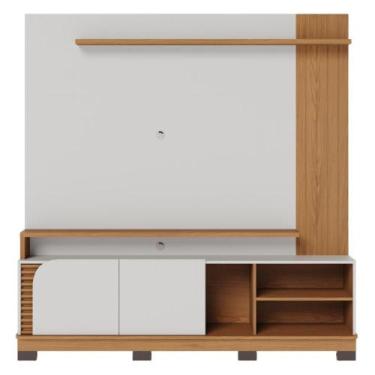 Imagem de Home Frisado para TVs de 75" Pescara Off White Matte Freijó - Mais de 