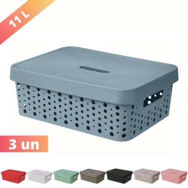 Imagem de Kit 3 Caixa Organizadora Trama Rattan 11L Usual Utilid. - Usual Utilid