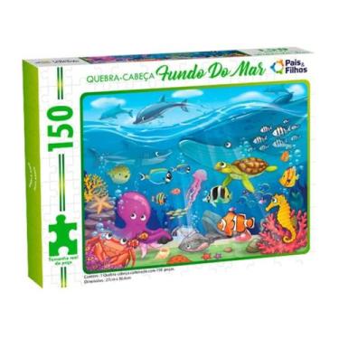 Imagem de Jogo de Quebra Cabeça Temático Fundo do Mar 150 Peças Educativo Intera