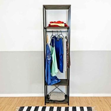 Imagem de Arara de Roupas Middle Style Industrial Slim Tabaco e Preto - ArtFacto