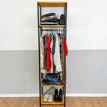 Imagem de Arara de Roupas Middle Style Industrial Slim Nozes e Preto - ArtFactor