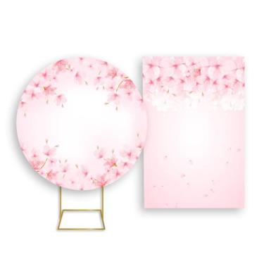 Imagem de Painel De Festa Redondo 1,50x1,50 + Painel Vertical 1,50x2,20 - Flor d